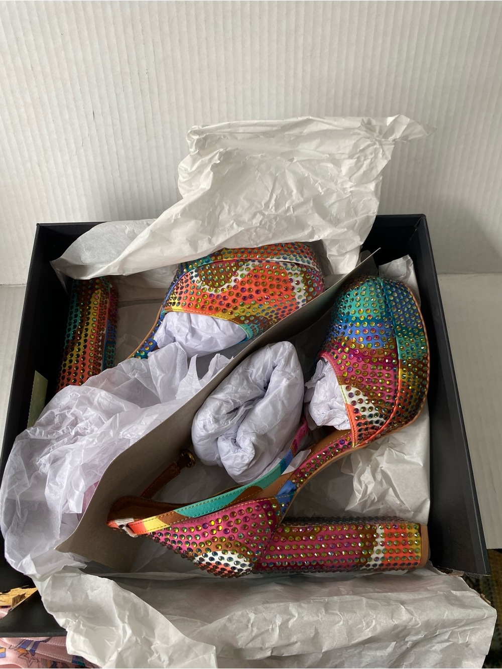 Kurt Geiger Shoreditch Platform Court Heels Rainbow Rhinestone Size 38/ US 7.5 - Picture 8 of 15